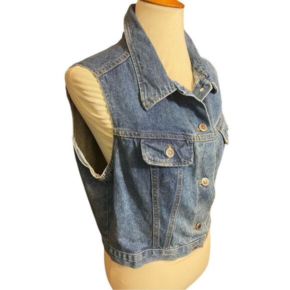 Vintage 80’s Faded Glory Women’s Denim Button Down 100% Cotton Vest Size Large-R - Picture 5 of 13